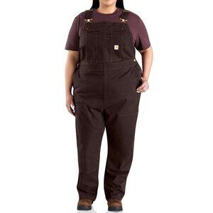 Carhartt Loose Fit Canvas Bib Overalls Brown Double Knee Women size 3X